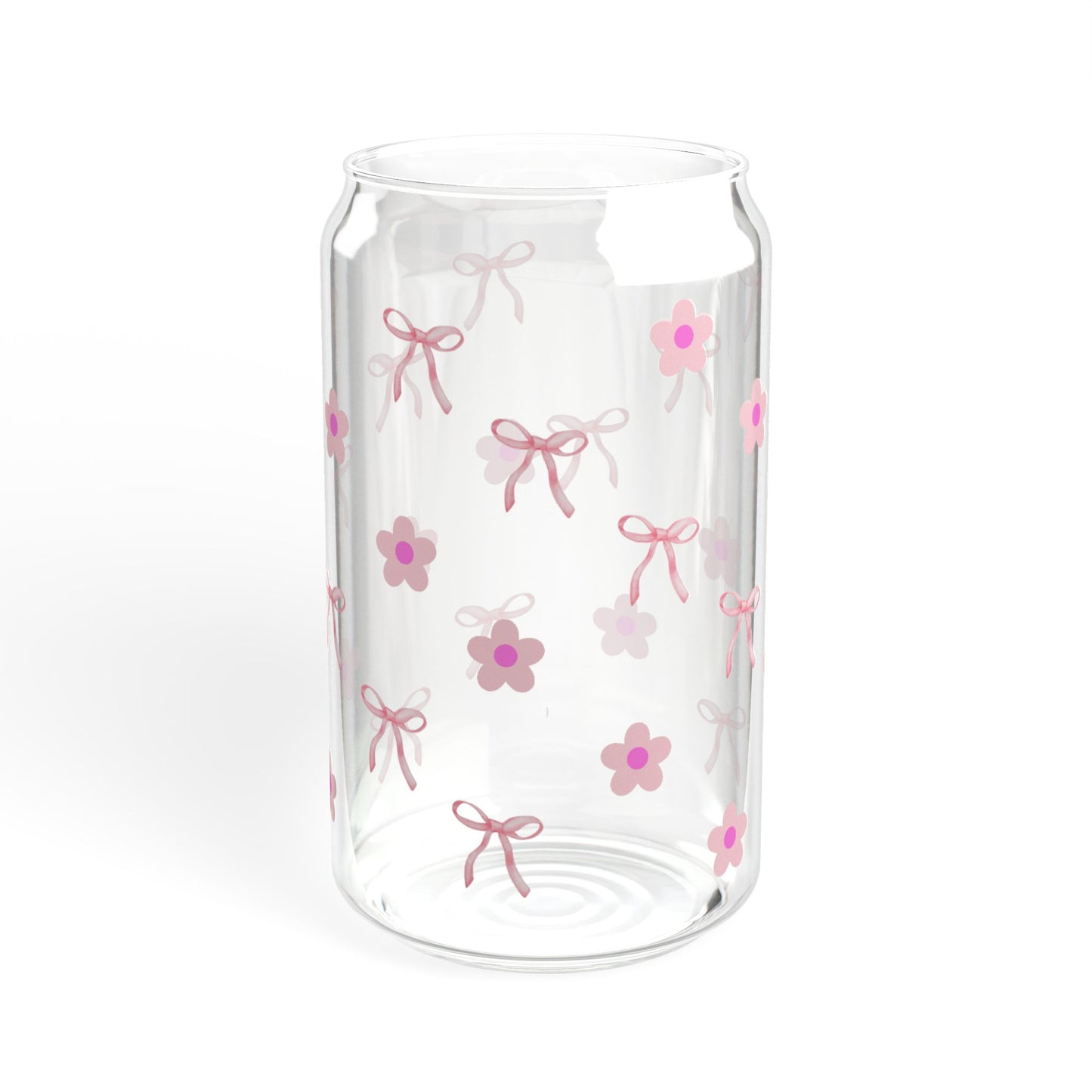 Pink Bows and Flowers Sipper Glass, 16oz