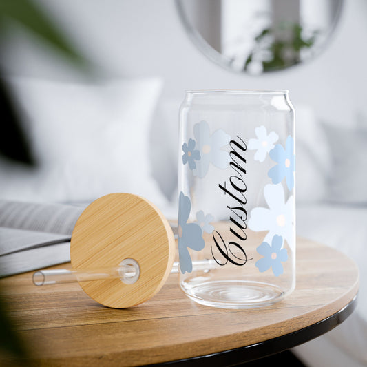 Personalized Flower Sipper Glass, 16oz