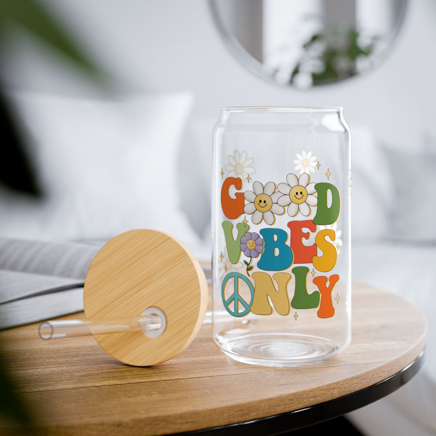 Good Vibes Only Sipper Glass, 16oz