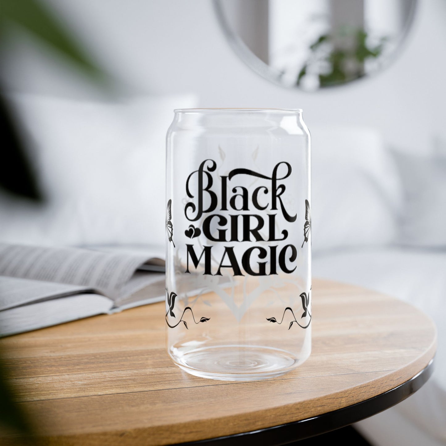 Black Girl Magic Minimalist Sipper Glass, 16oz