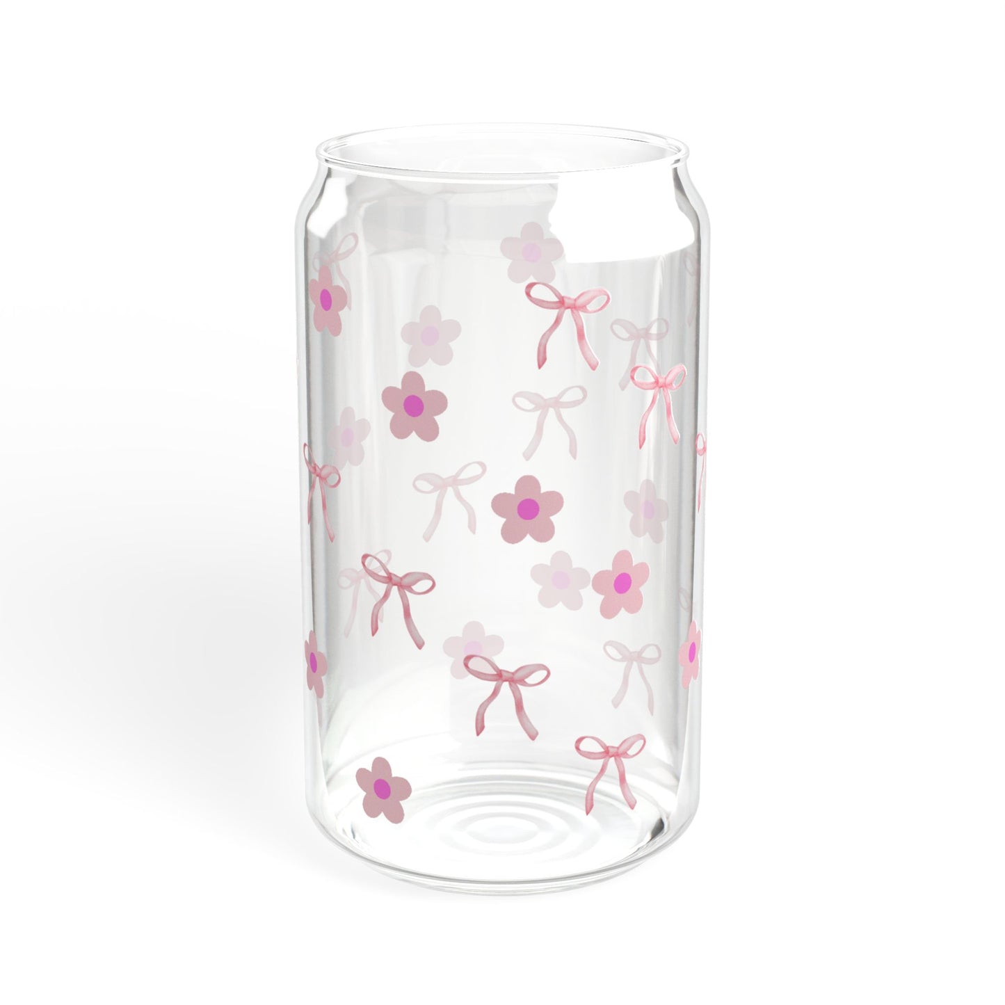 Pink Bows and Flowers Sipper Glass, 16oz