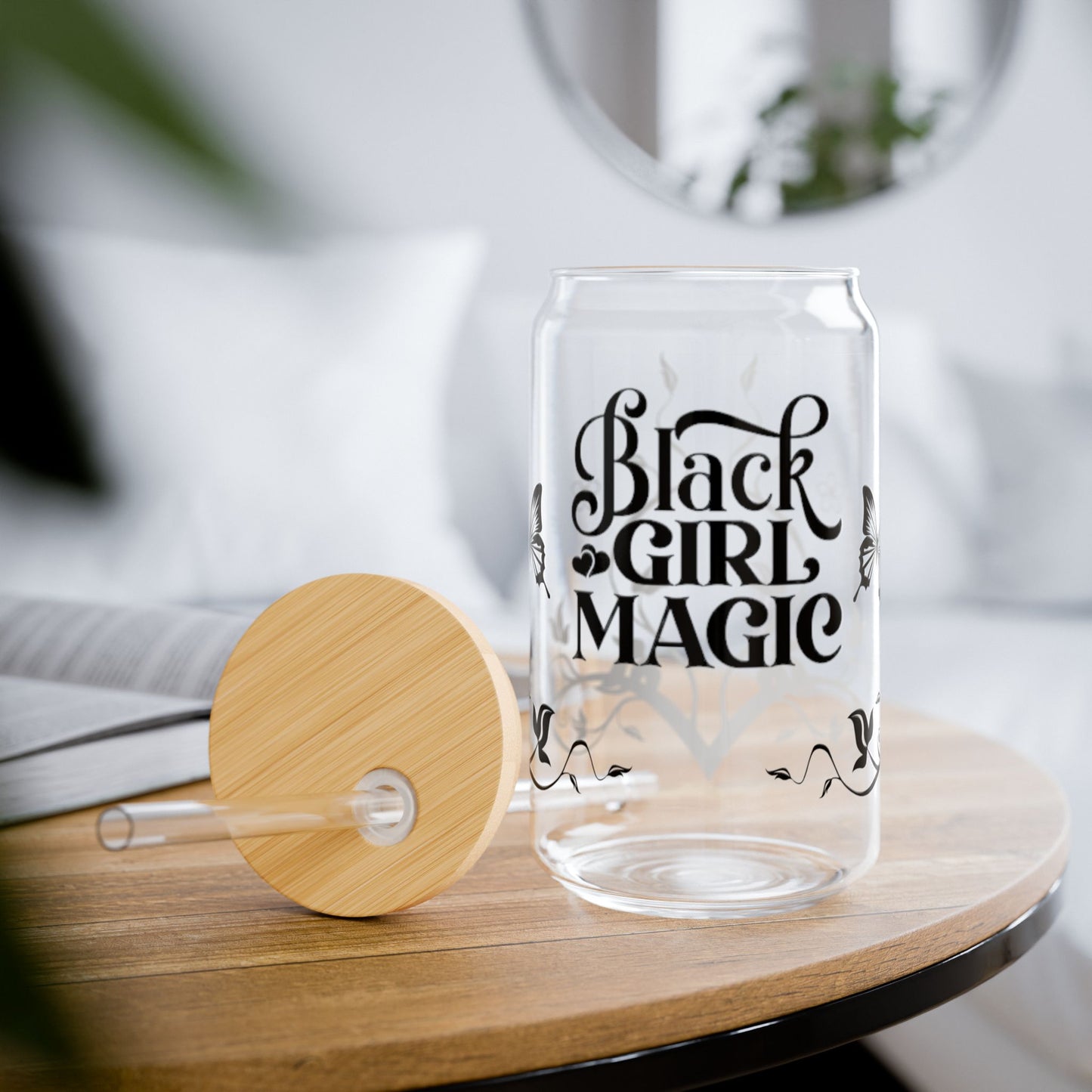 Black Girl Magic Minimalist Sipper Glass, 16oz