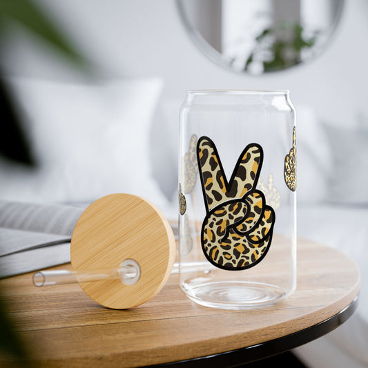 Cheetah Peace Sipper Glass, 16oz