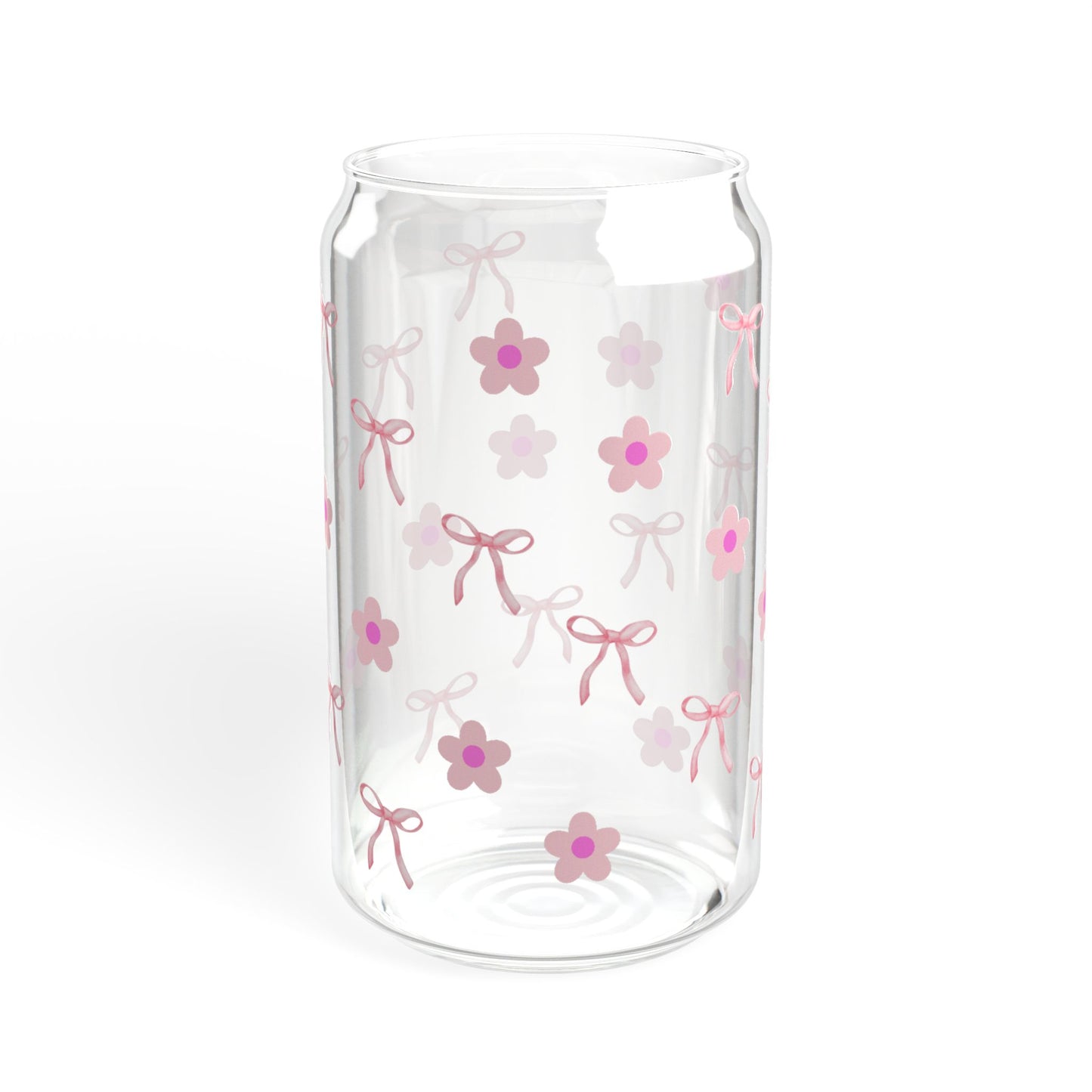 Pink Bows and Flowers Sipper Glass, 16oz