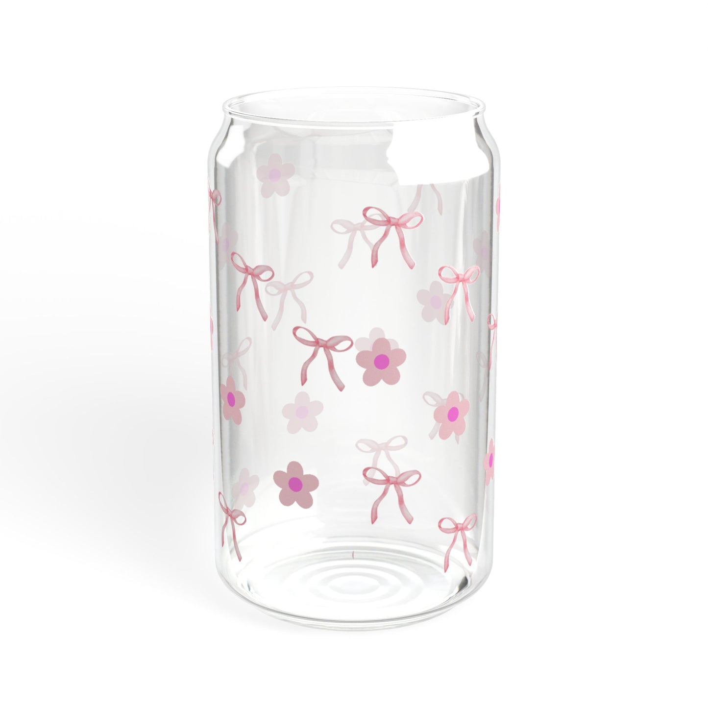 Pink Bows and Flowers Sipper Glass, 16oz